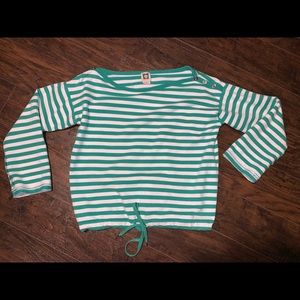Anne Klein green and white stripe boat neck size M